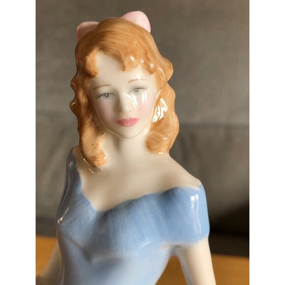 Royal Doulton Porcelain Lady Prototype Figurine Blue Dress Pink Flowers Girl Sta - Picture 2 of 15